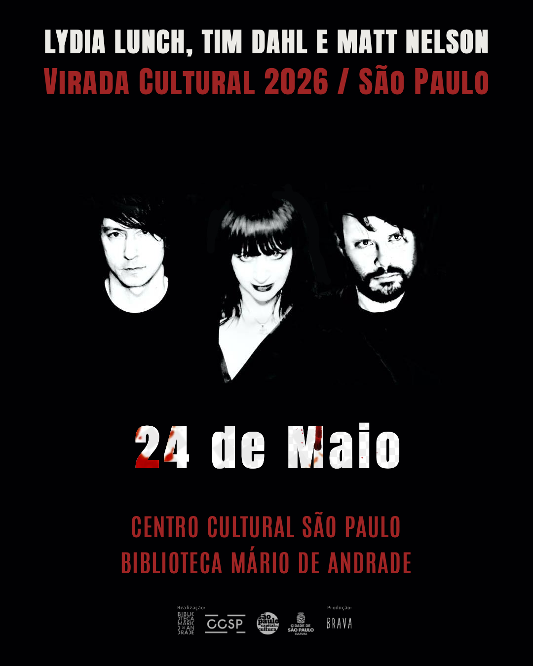 Lydia Lunch, Tim Dahl e Matt Nelson ‘Murderous Again’ em São Paulo e Rio de Janeiro